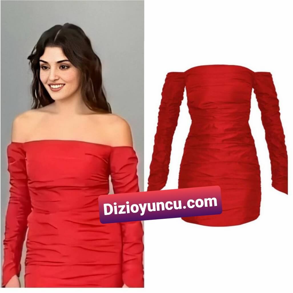 Hande Erçel kırmızı elbise