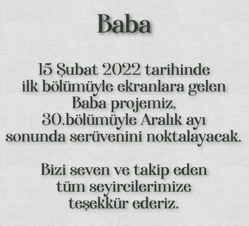 baba dizisi final yapiyor