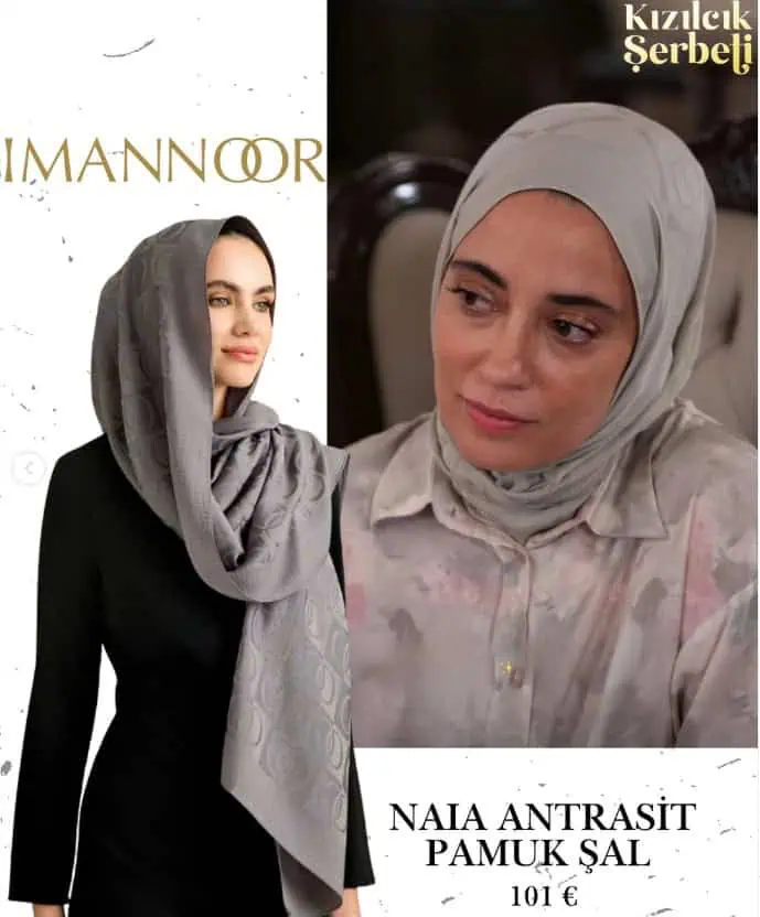 19 Eylül Kızılcık Şerbeti 105.bölümde Nursema'nın kıyafetleri şal markası