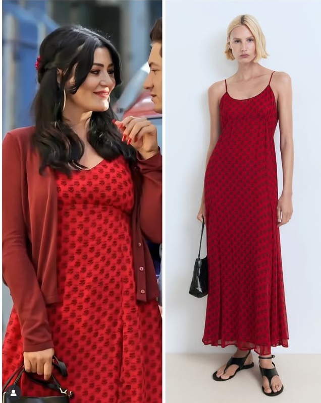 Çarpıntı dizisinde Hülya’nın desenli elbisesi kıyafeti