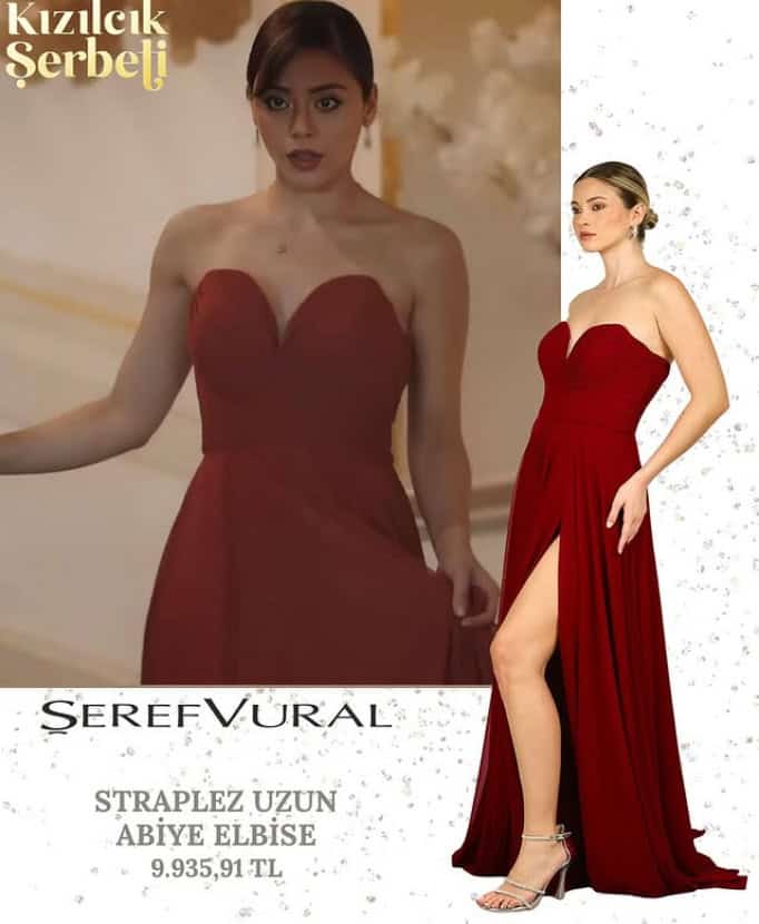 3 Ekim Kızılcık Şerbeti 107.bölümde Doğa'nın giydiği kırmızı elbise