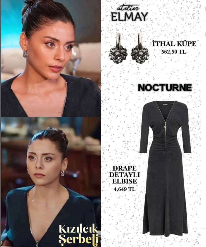 3 Ekim Kızılcık Şerbeti 107.bölümde Doğa'nın kıyafetleri küpe takı elbise