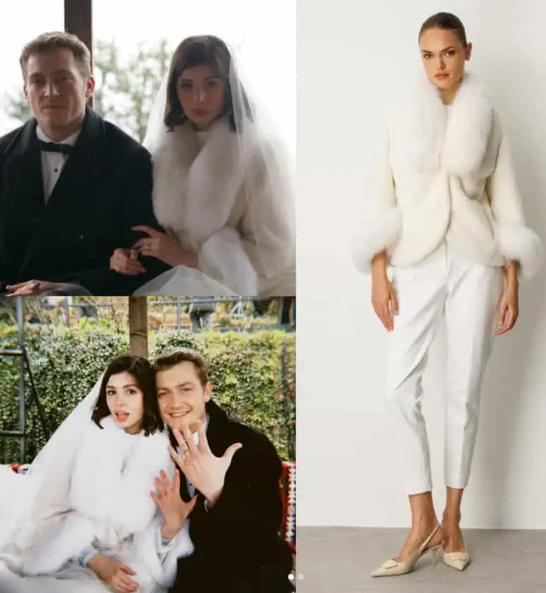 Fadime Koçarinin nikahta giydiği beyaz kürk markası